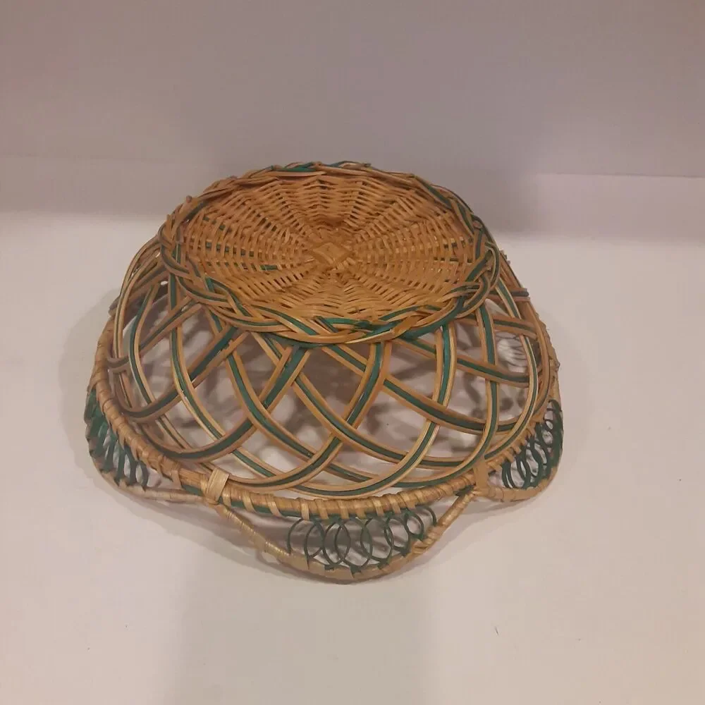 Vintage Woven Basket Green & Natural Versatile Decor